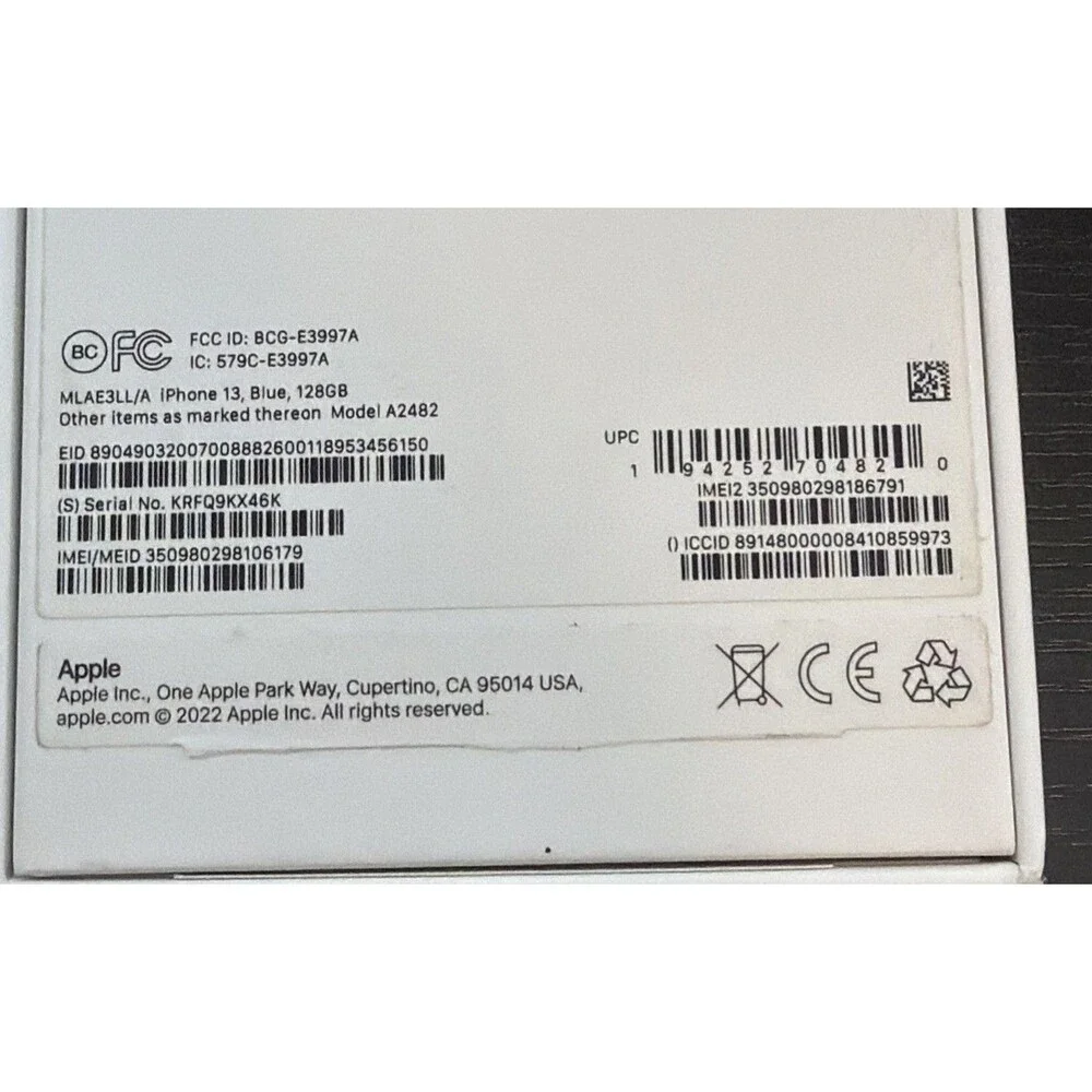 Original Apple Empty Box for iPhone 13 128GB, Sierra Blue Only Box
